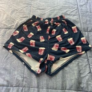 Women’s Dark Blue Popcorn Bag Themed Pajama Shorts Size XS